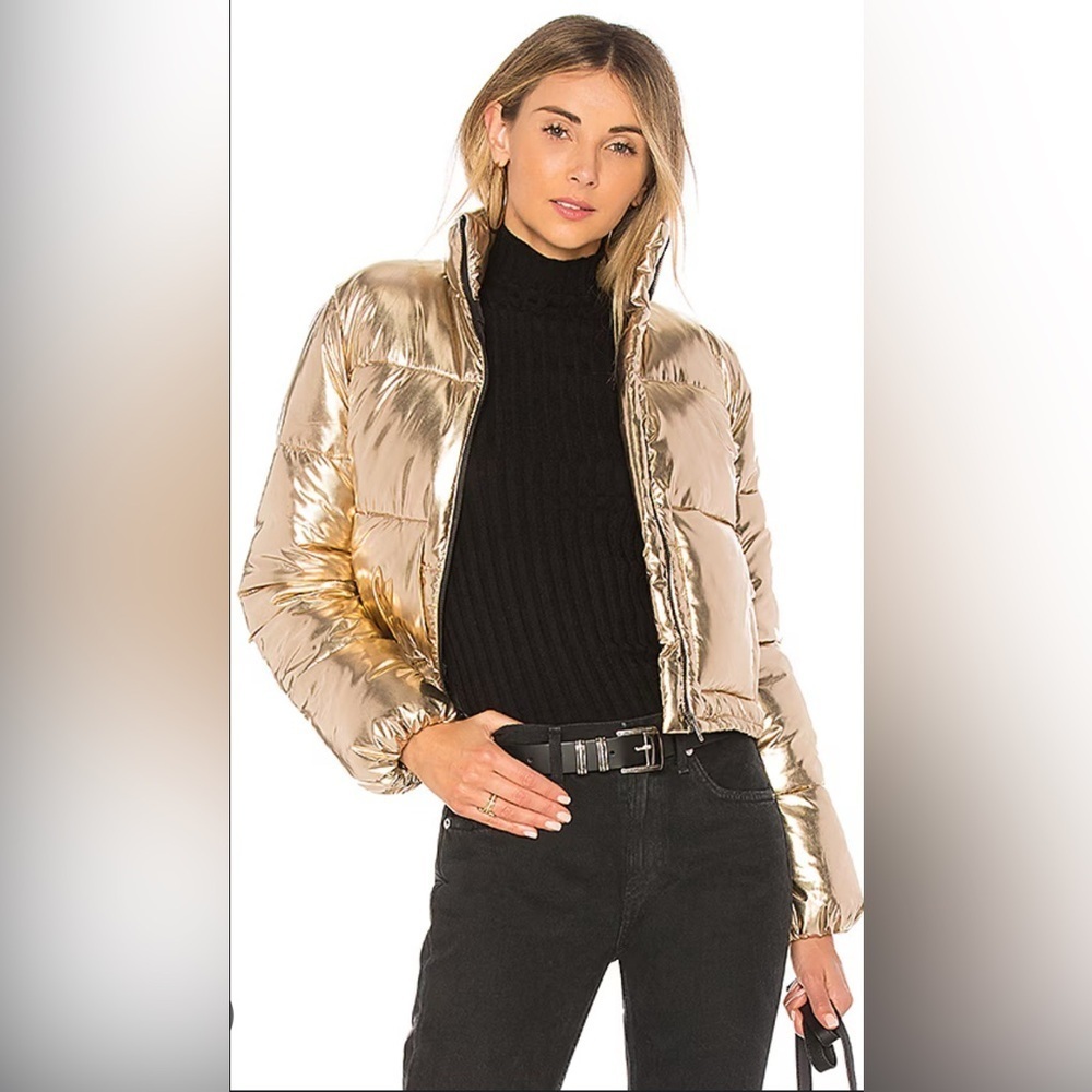 LOVERS + FRIENDS Sz XS Ripley Puffer Coat in Gold NEW WITHOUT TAGS